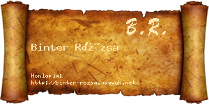 Binter Rózsa névjegykártya